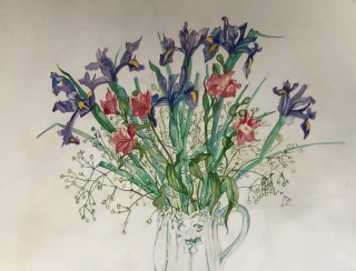 IRIS ET ALSTROAEMERIAS - AQUARELLES BOTANIQUES